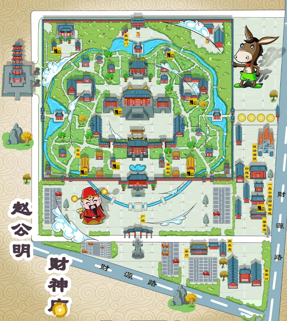 香洲寺庙类手绘地图
